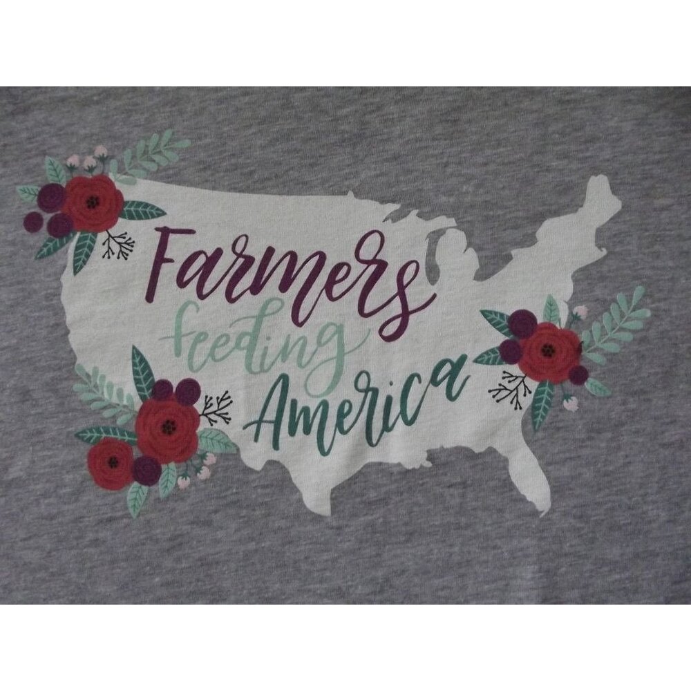 John Deere T-shirt Womens Sz Medium Farmers Feeding America Graphic gray heather - Picture 5 of 7